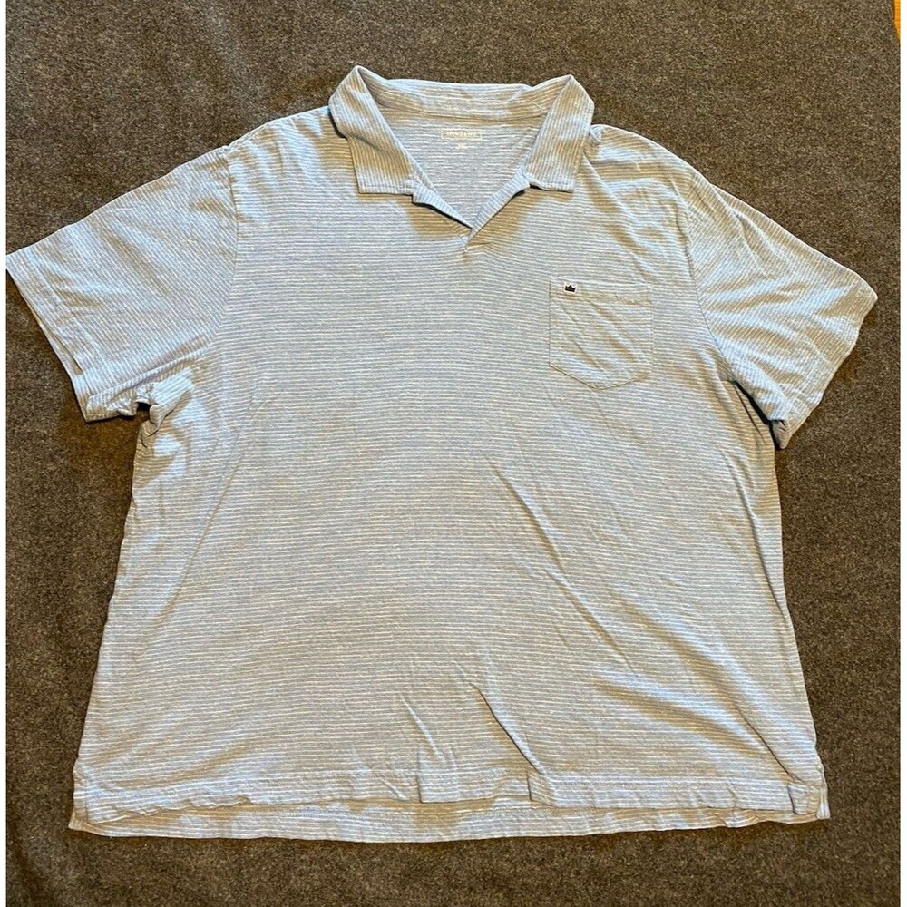 Crown & Ivy Polo Shirt Mens XXL Blue Stripe Short Sleeve Casual Collared